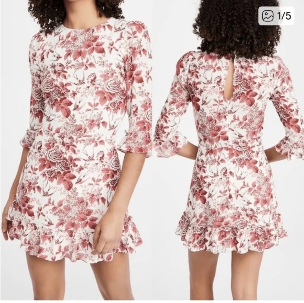 Reformation Doutzen Dress in Red and White Floral